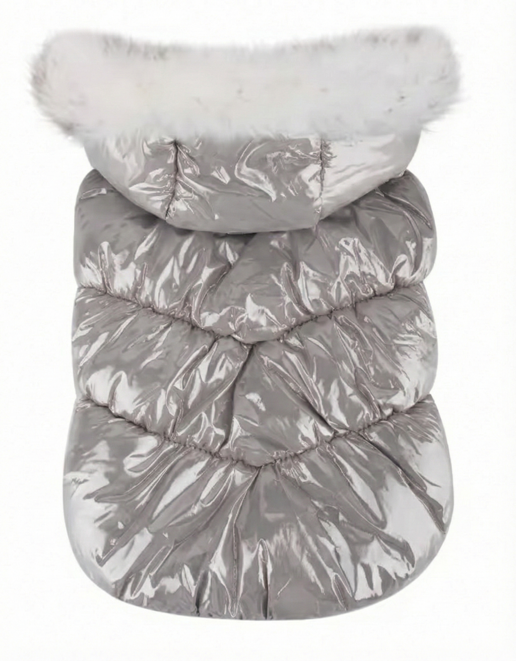 Faux Fur Hooded Dog Puffer Coat, with Harness D-ring