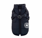 Waterproof High-Collar Dog Puffer Vest, with Harness D-rings