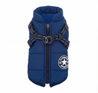 Waterproof High-Collar Dog Puffer Vest, with Harness D-rings