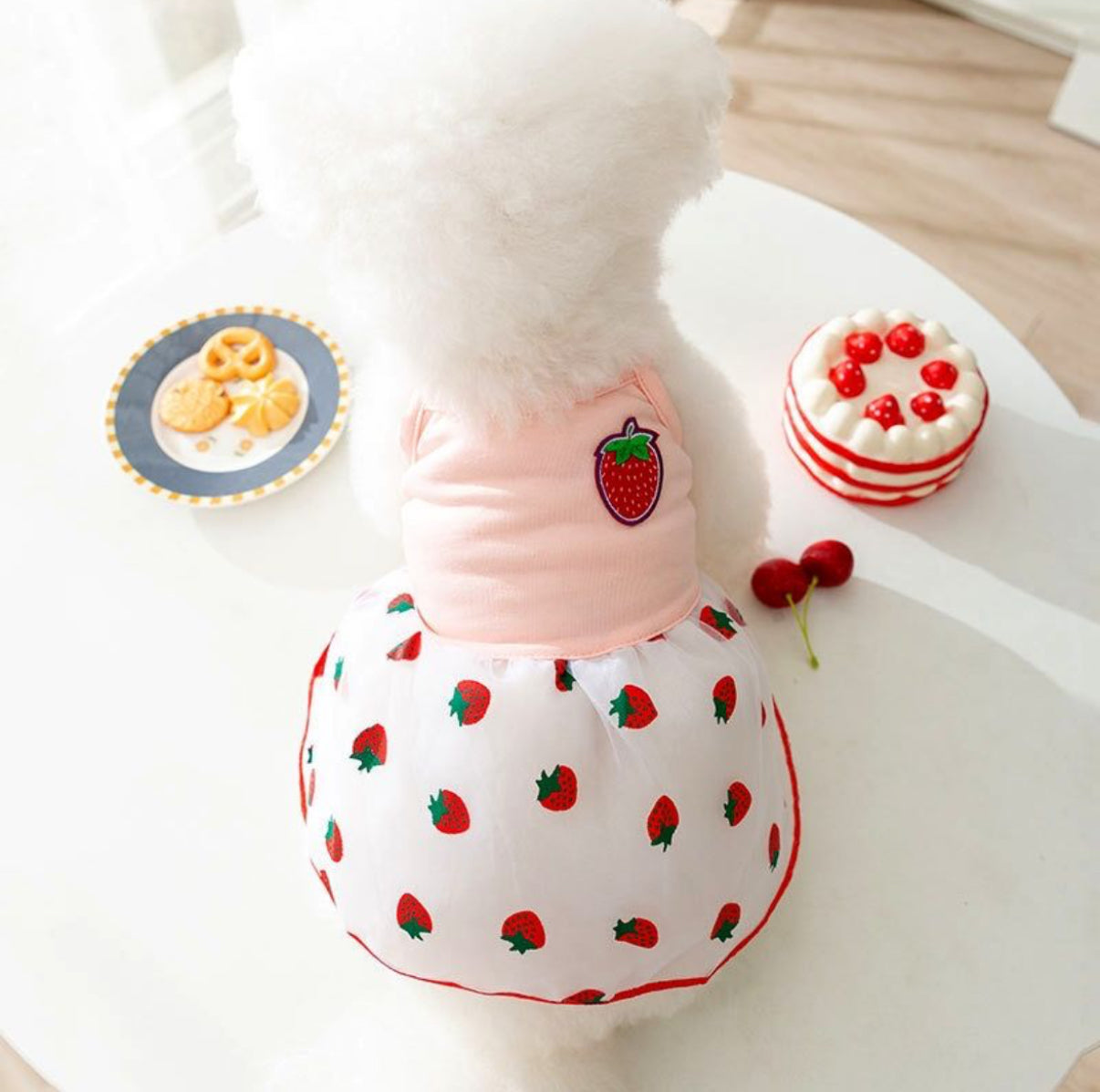 Strawberry Dress with Pink Tulle, for Dogs & Cats