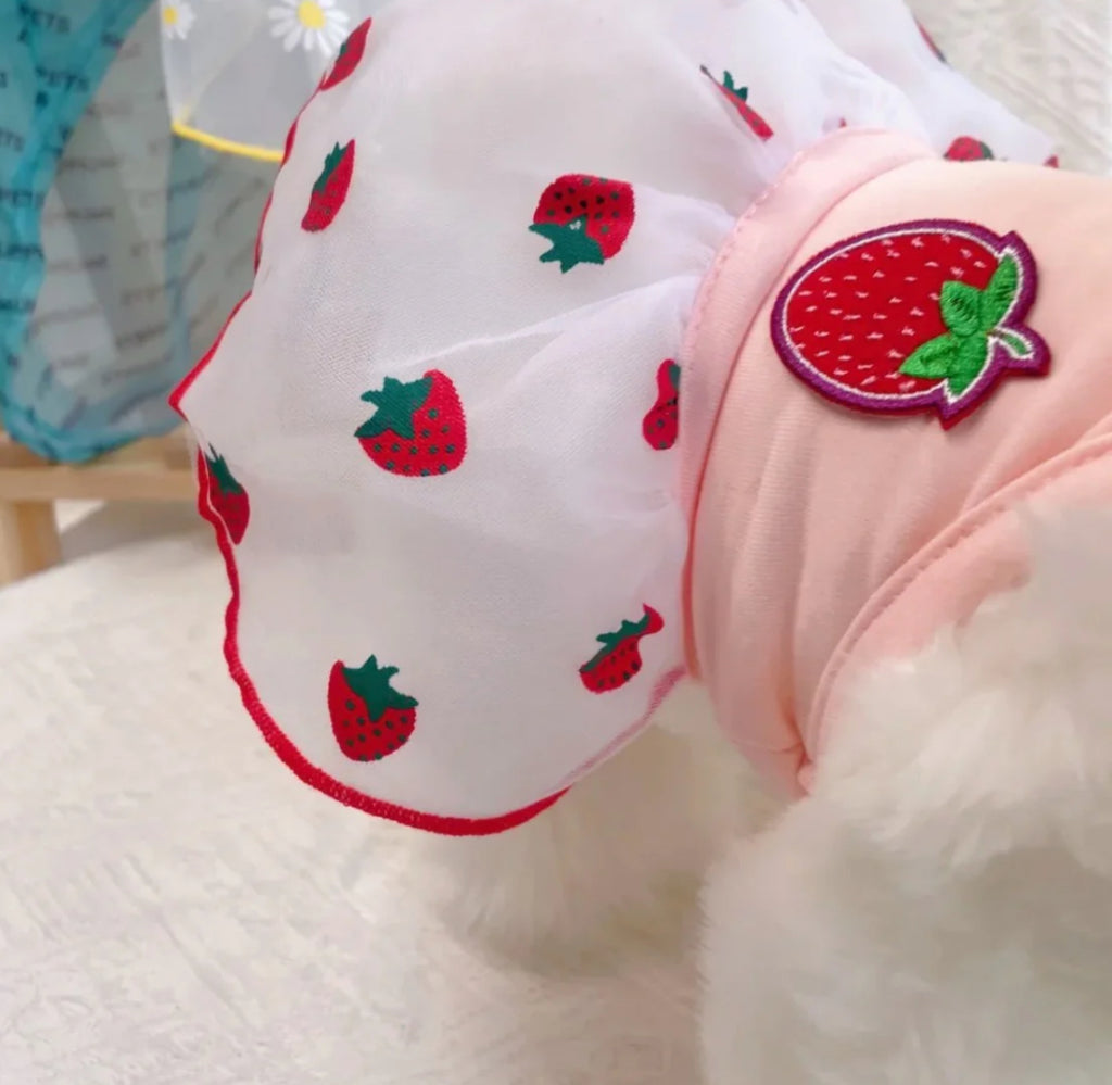 Strawberry Dress with Pink Tulle, for Dogs & Cats