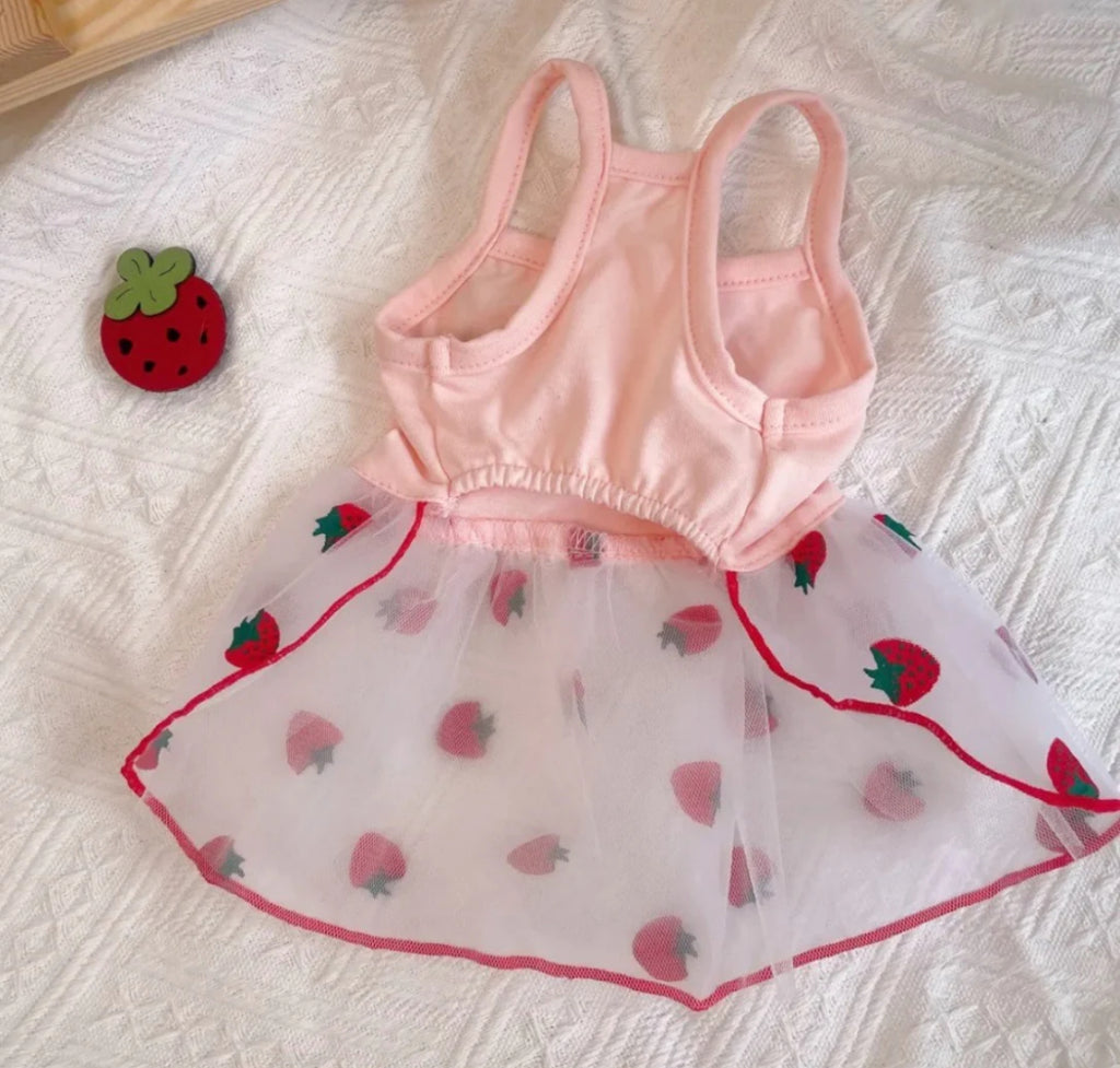 Strawberry Dress with Pink Tulle, for Dogs & Cats