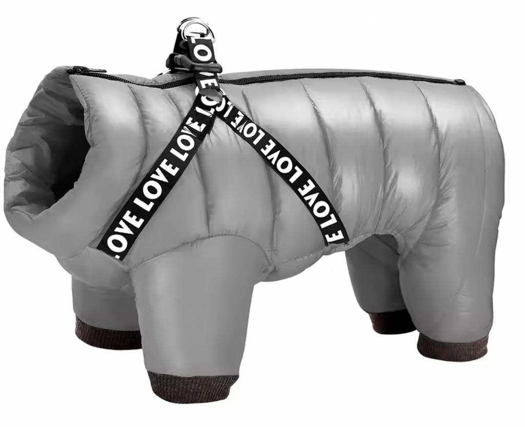 Waterproof Winter Dog Jacket, with Harness