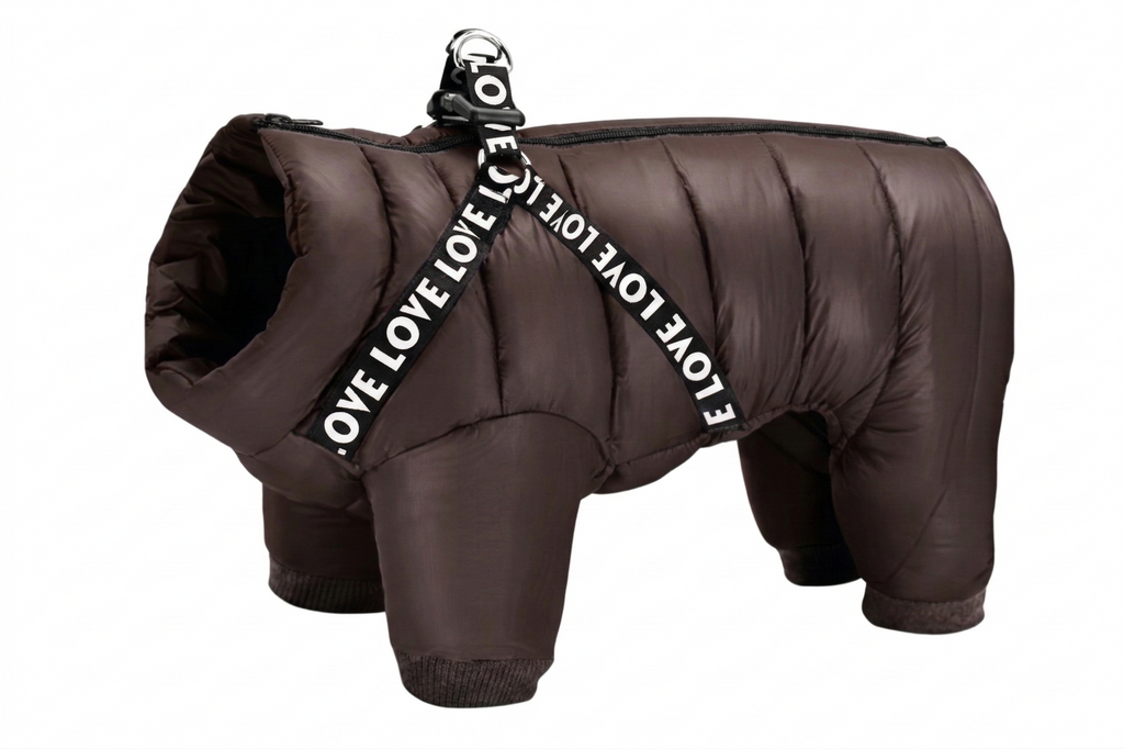Waterproof Winter Dog Jacket, with Harness