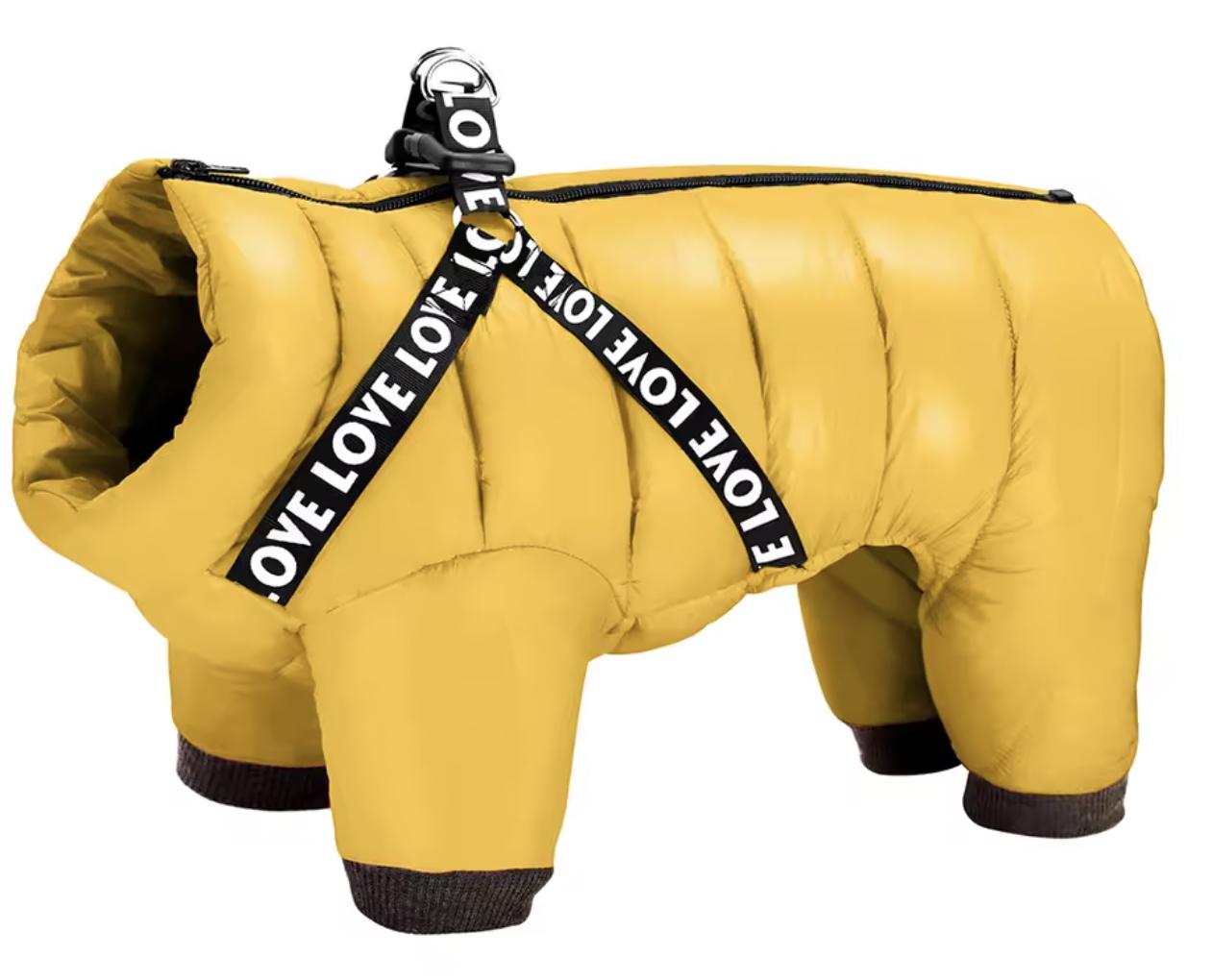 Waterproof Winter Dog Jacket, with Harness