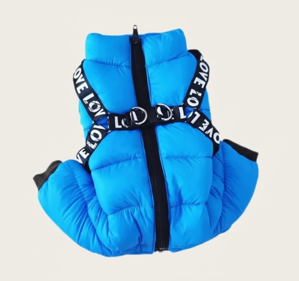 Waterproof Winter Dog Jacket, with Harness