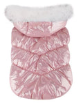 Faux Fur Hooded Dog Puffer Coat, with Harness D-ring