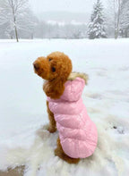 Faux Fur Hooded Dog Puffer Coat, with Harness D-ring