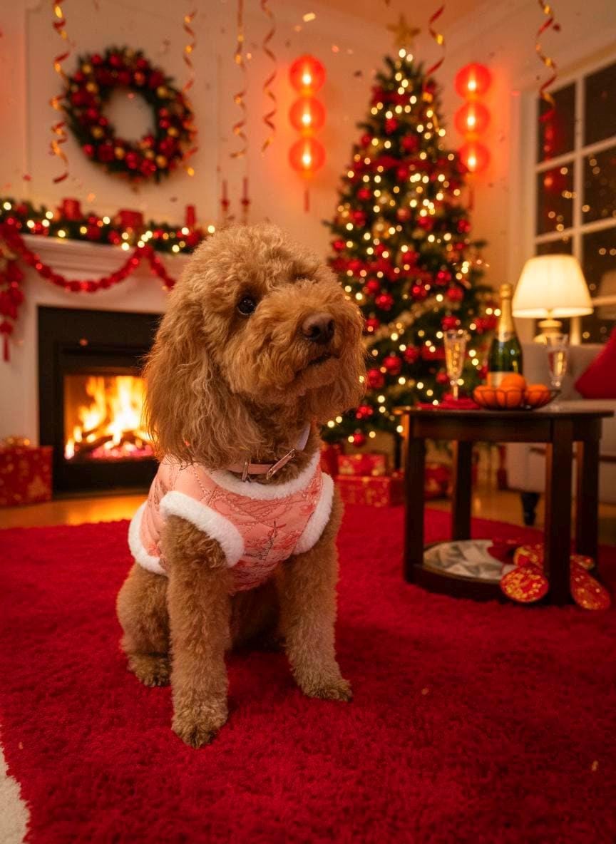 Floral Cheongsam Winter Jacket, for Dogs and Cats