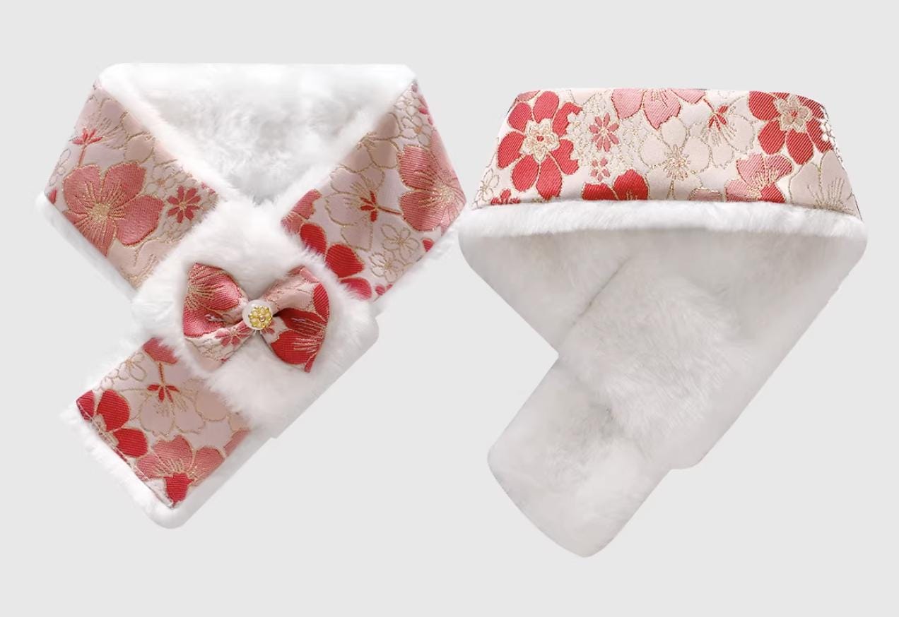 Faux Fur Bow Scarf, for Dogs & Cats