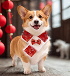 Faux Fur Bow Scarf, for Dogs & Cats