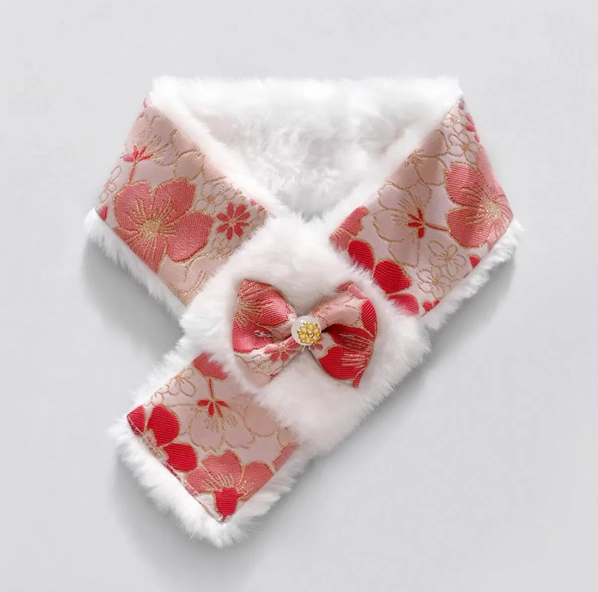 Faux Fur Bow Scarf, for Dogs & Cats
