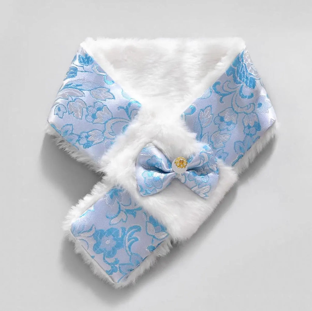 Faux Fur Bow Scarf, for Dogs & Cats