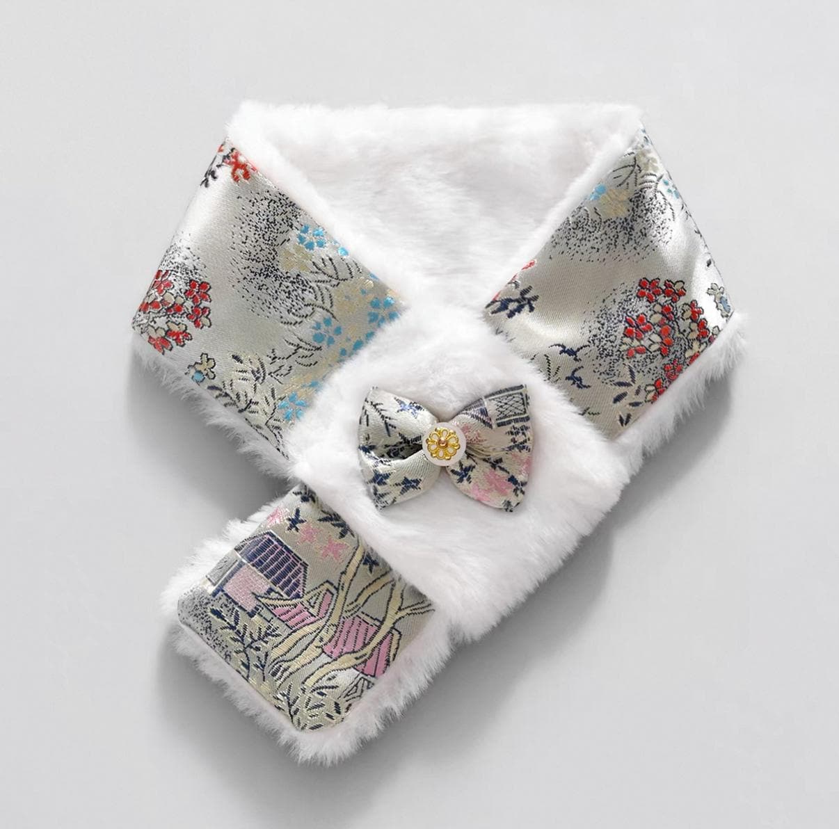 Faux Fur Bow Scarf, for Dogs & Cats