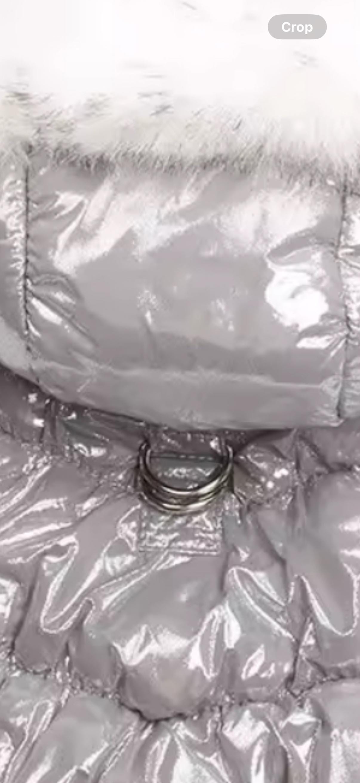 Faux Fur Hooded Dog Puffer Coat, with Harness D-ring