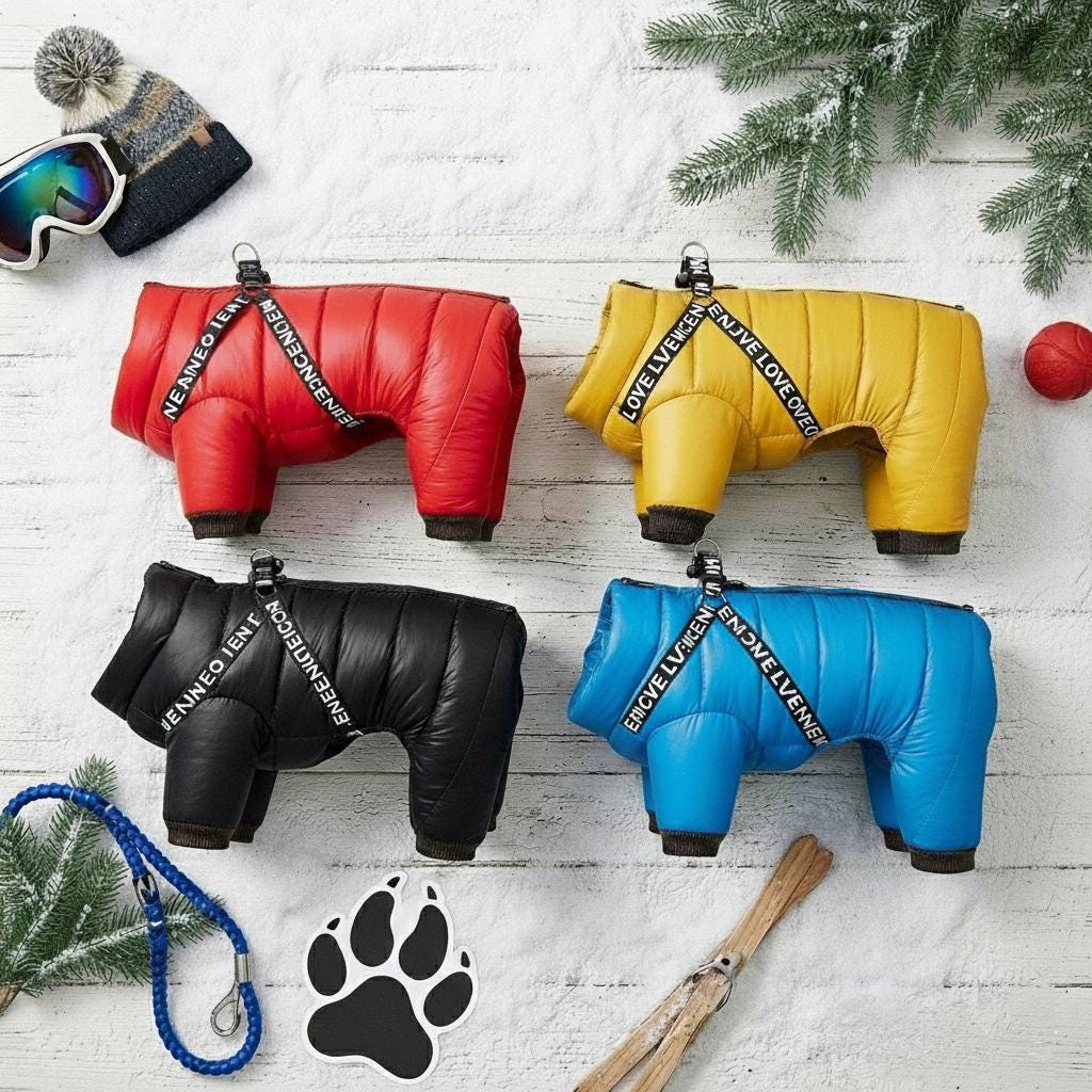Waterproof Winter Dog Jacket, with Harness