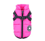 Waterproof High-Collar Dog Puffer Vest, with Harness D-rings
