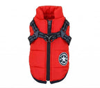Waterproof High-Collar Dog Puffer Vest, with Harness D-rings