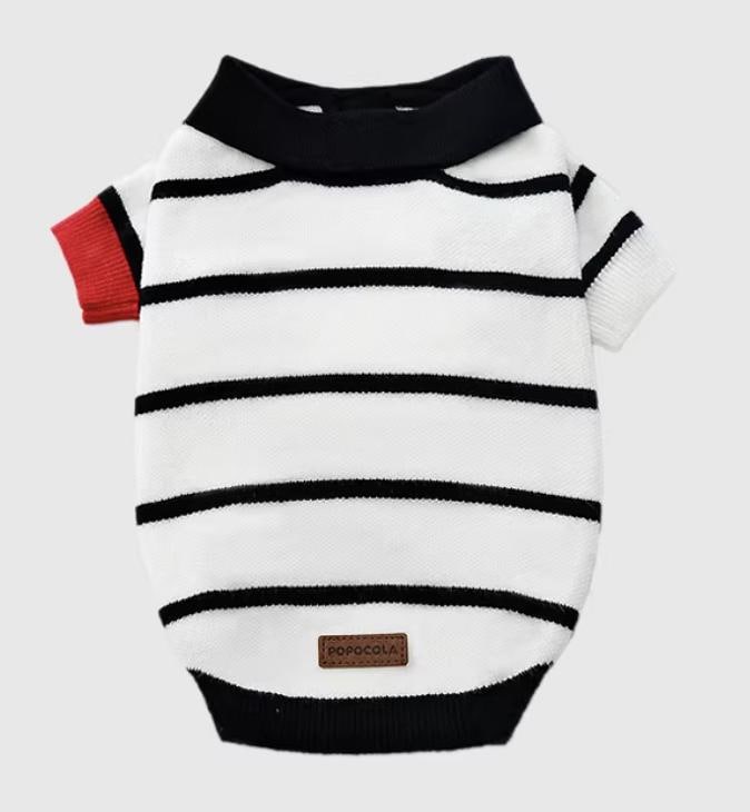 Striped Stretch Knit Dog Polo