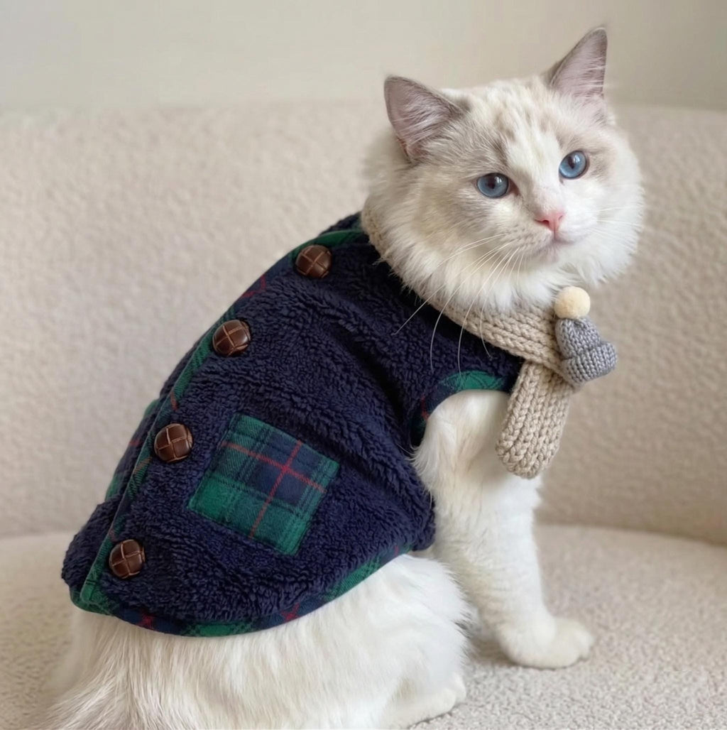Sherpa Cardigan & Scarf Set, for Dogs & Cats