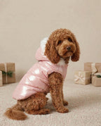 Faux Fur Hooded Dog Puffer Coat, with Harness D-ring