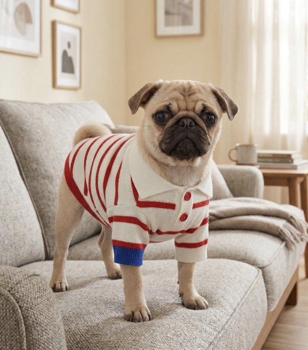 Striped Stretch Knit Dog Polo