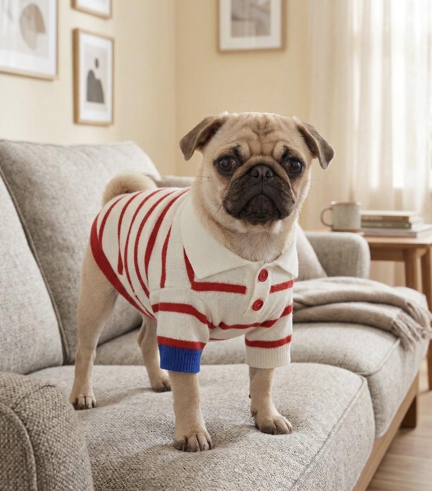 Striped Stretch Knit Dog Polo