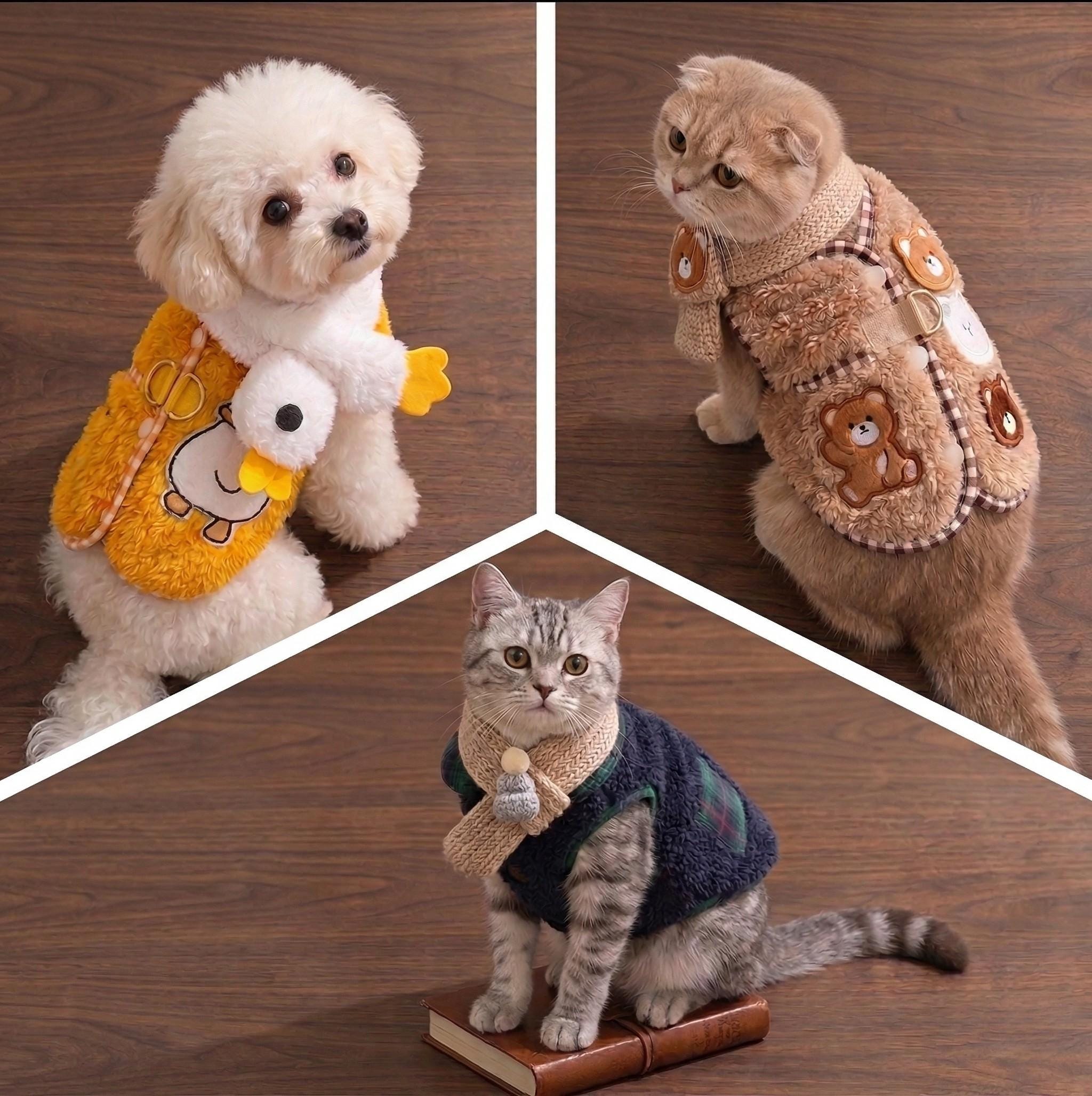 Sherpa Cardigan & Scarf Set, for Dogs & Cats