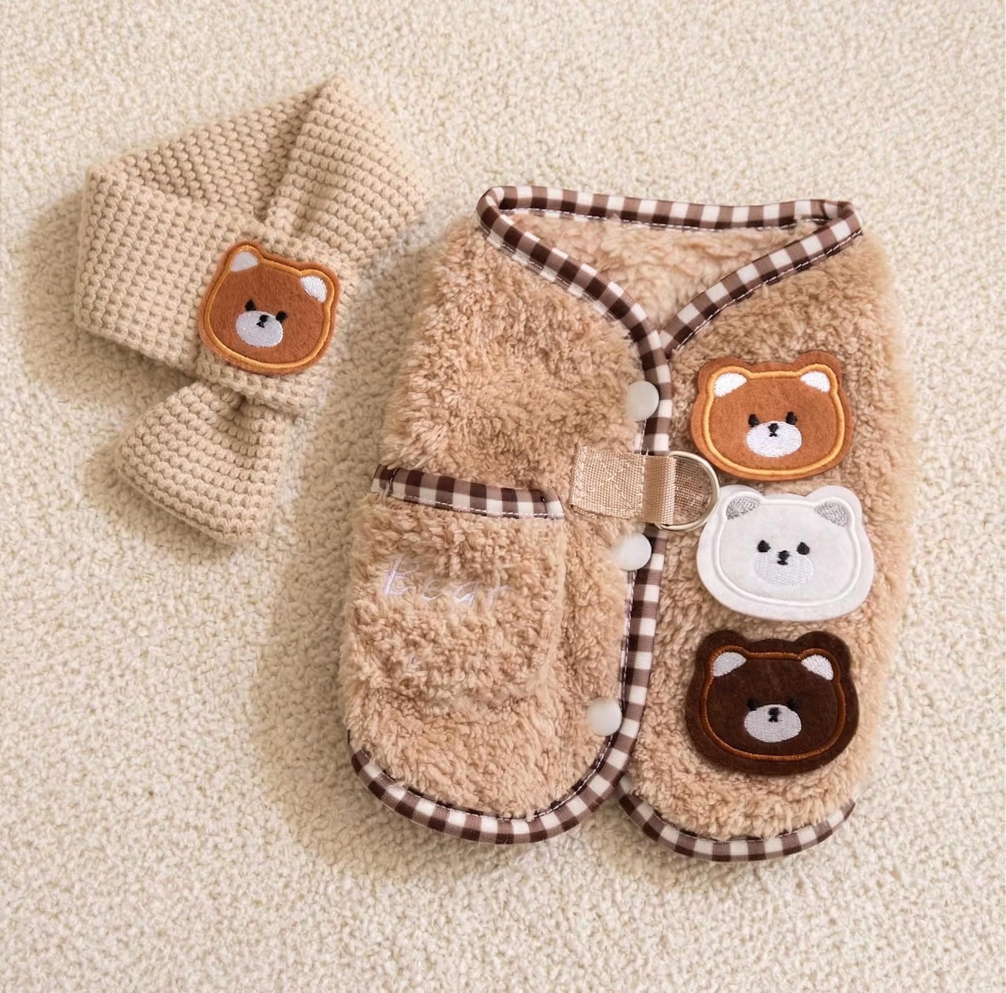 Sherpa Cardigan & Scarf Set, for Dogs & Cats
