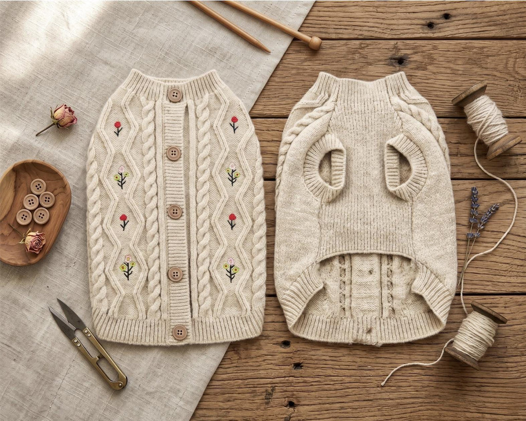Embroidered Floral Dog Sweater