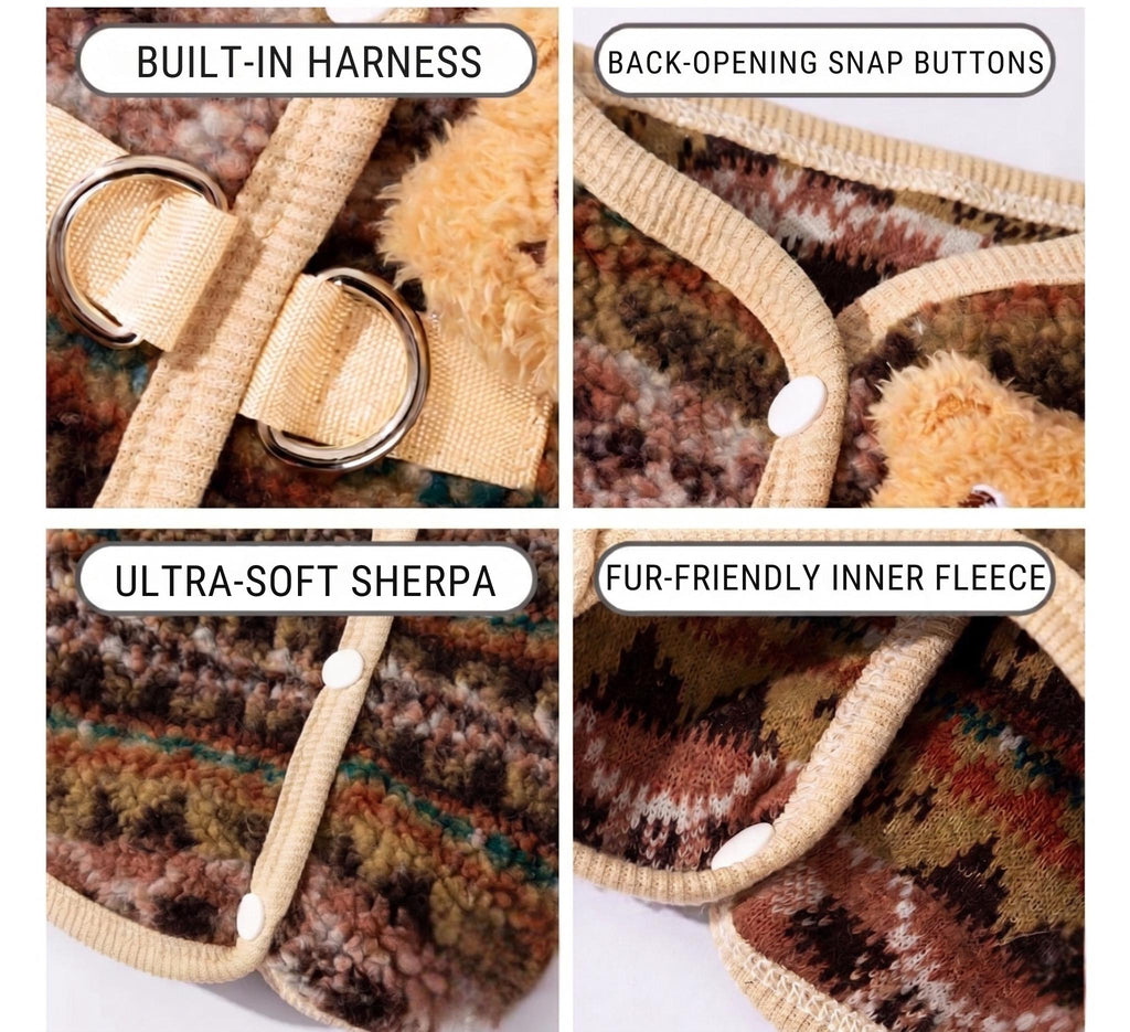 3D Bear Sherpa Cardigan, for Dogs & Cats
