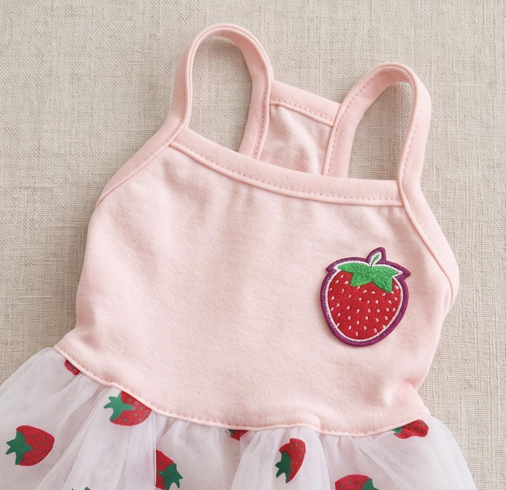 Strawberry Dress with Pink Tulle, for Dogs & Cats